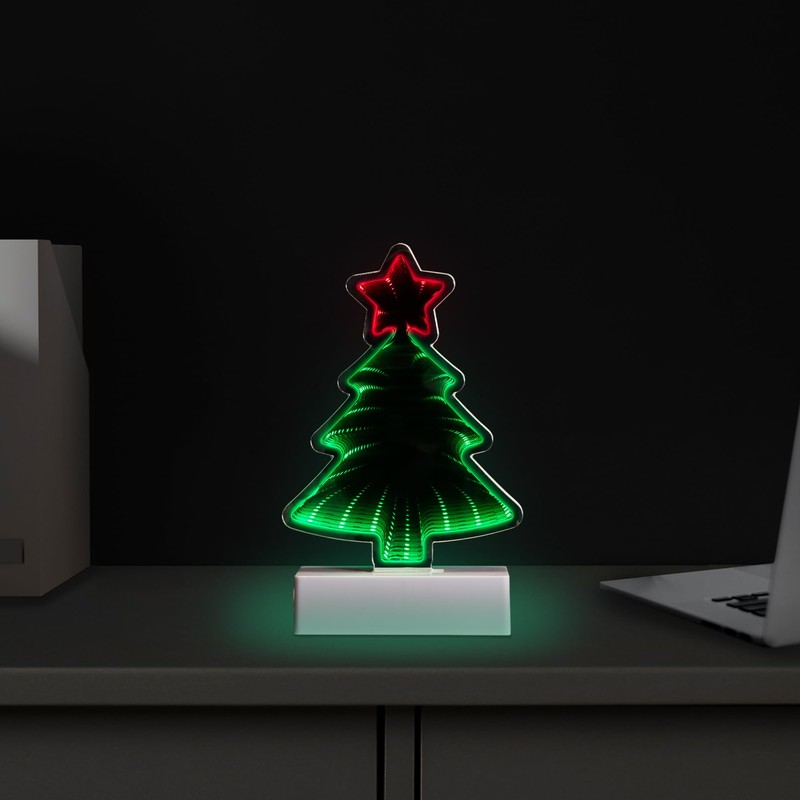 Northlight LED 3D Christmas Tree Infinity Mirror - 8"