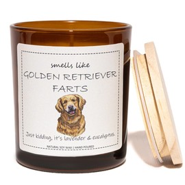 Golden Retriever Gifts & Decor,Dog Mom Gifts, Smells Like Golden Retriever Farts Candle - Lavender & Eucalyptus, Crafted by Natural Soy Wax & Natural Essential Oils