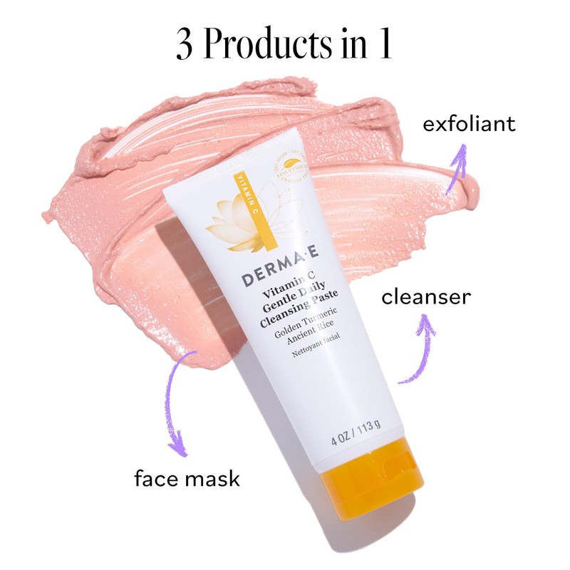 Derma E Vitamin C Gentle Daily Cleansing Paste, 4.0 Oz,