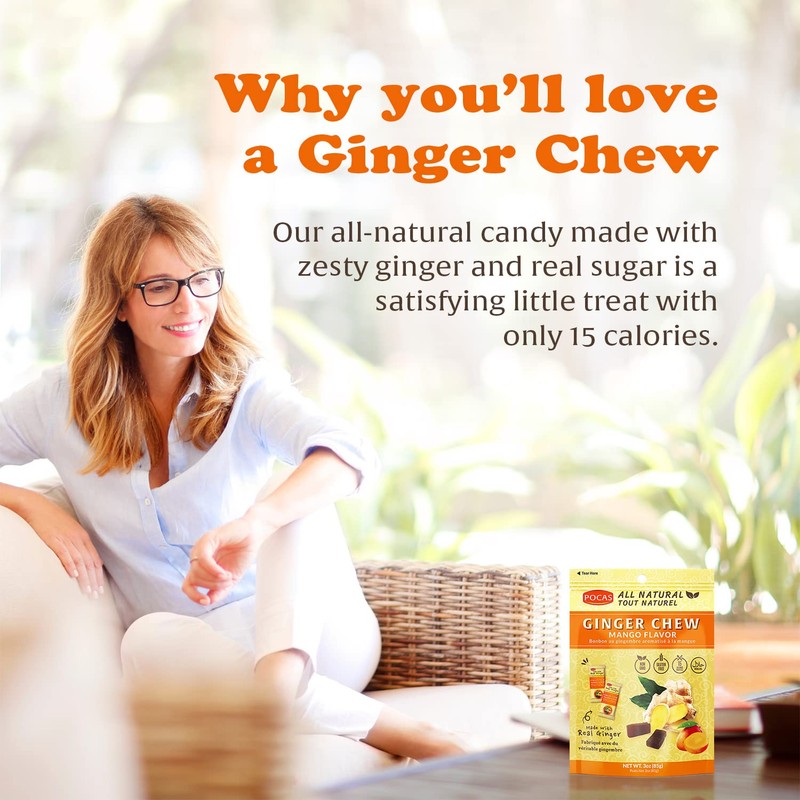 Pocas Ginger Chews, Variety Pack - Mango, Original, and Lemon
