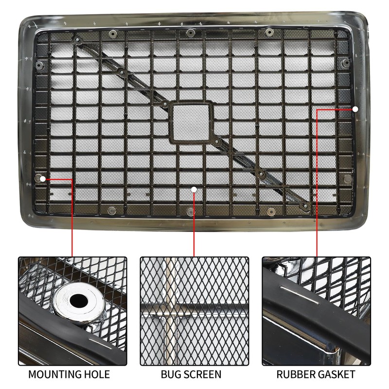 Chrome Front Grille with Bug Screen & Screws for 2004-2017
