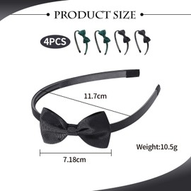 Pack of 4 Headbands, Green Headband, Pleated Bow Headband, Cute Headband for Children, Hair Accessories for Girls, Fashionable Thin Hair Band, Headband for Broken Hair