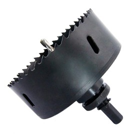 4.37 inch Hole Saw, LAIWEI 77mm Hole Cutter with A2 Heavy Duty Mandrel, 4341 Drill Bit,Cutting depth 38mm,For drilling holes in wood, aluminium profiles, PVC and metal pipes （3-1/32")