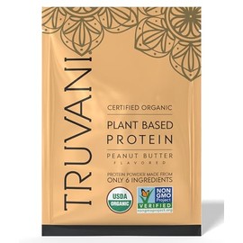 Truvani- Proteína Vegana de Guisante en Polvo  Mantequilla de Cacahuete  20g Proteína Orgánica a Base de Plantas  1 Porción  Keto  Gl                 