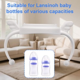 BOXOB 4pcs Baby Bottle Handles for Lansinoh Bottles, Ergonomic Bottle Holders Compatible with Lansinoh 5oz and 8oz Feeding Bottles for Newborns, BPA-Free (White)