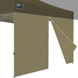 Eurmax USA 10FT Instant Canopy SunWall with Middle Zipper, Removeable Sidewall for Pop Up Canopy Tent,1 Pack Wall Only (Khaki)