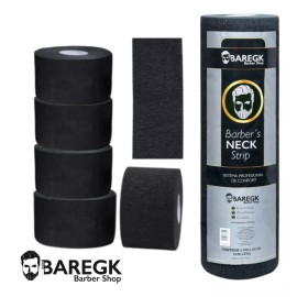 Baregk Papel Cuello Negro 500 Tiras. Barbería. Profesional. Baregk