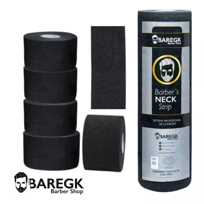 Baregk Papel Cuello Negro 500 Tiras. Barbería. Profesional. Baregk