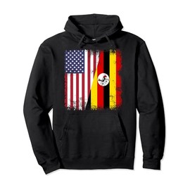 Half Ugandan Flag | Vintage Uganda USA Gift Pullover Hoodie