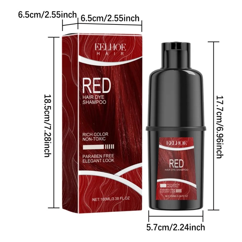 Champú Para Teñir El Cabello Rojo, Tinte Instantáneo, Fácil