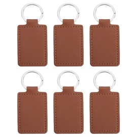 PATIKIL Leather Blank Keychains, 6Pcs Rectangle Leather Keychain Blanks Double Side Laser Engraving Key Chains for Embossing, UV-Printing, DIY Craft, Brown