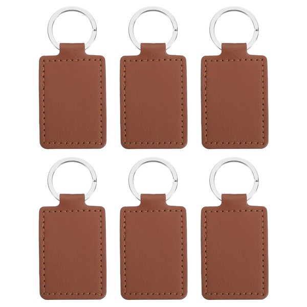 PATIKIL Leather Blank Keychains, 6Pcs Rectangle Leather Keychain Blanks Double