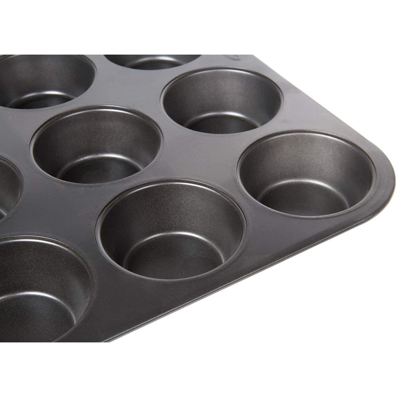 wenco Premium 12 Muffin Moulds, Non-Stick Baking Moulds, Dishwasher Safe,