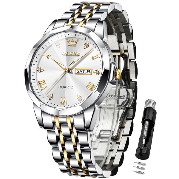 OLEVS Watches for Men Diamond Casual Stainless Steel Luxury Business