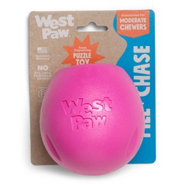 WEST PAW Zogoflex Rumbl Treat-Dispensing Dog Toy – Interactive Slow-Feeder Chew Toy for Dogs – Dog Enrichment Toy – for Moderate Chewers, Fetch, Catch – Holds Kibble, Treats (Hot Pink, Large)