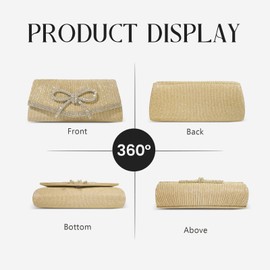 FUKEFUKEUS Women Evening Handbags Sparkly Bow Clutch Purse Wedding Glitter Rhinestone Party Prom Purse Dressy Clutch Bags