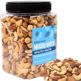 Mixed Nuts - Cashews Almond Hazelnut Pecan Macadamia Walnut Pistachio Peanut Coconut | Health Snack High Protein Nutrients Vitamins Minerals Rich | Everyday Gift Travel Office Baking Kids & Adults (Resealable Jar (40 oz), Whole Roasted Unsalted Mixed Nut