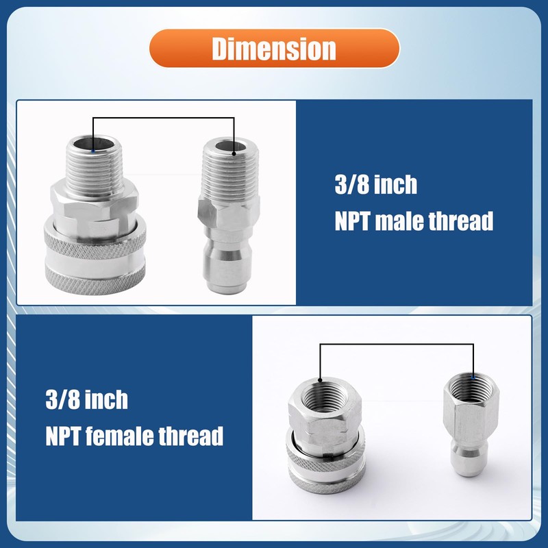 Pressure Washer Quick Connect kit, 8 Pieces 3/8 Quick Connect