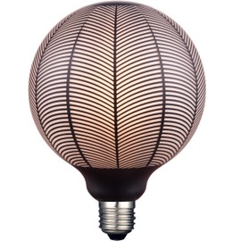 greenandco® Vintage Design LED Lamp Black Patterned (Leaf Motif) Dimmable E27 G125 4W 100lm 1800K Extra Warm White for Mood Lighting Flicker-Free 300° 230 V