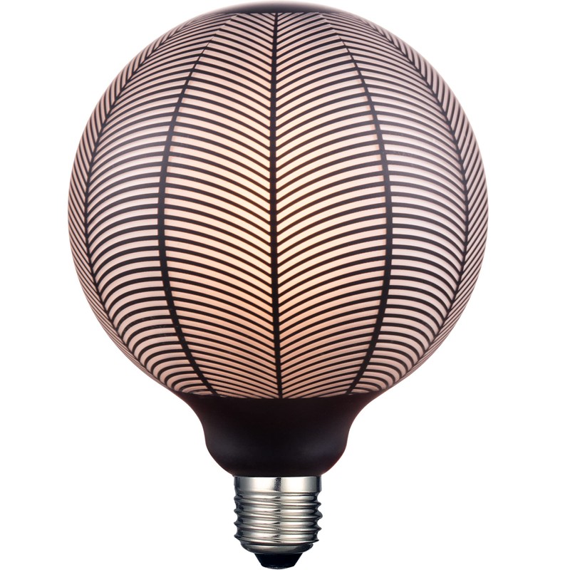 greenandco® Vintage Design LED Lamp Black Patterned (Leaf Motif) Dimmable