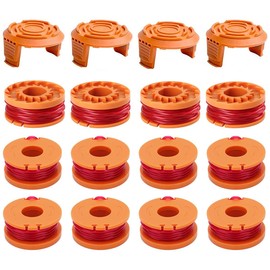 16 Pack Auto Feed Spool .065 10ft String Trimmer Spool Grass Line Compatible with Worx WA0010 WA0004 WG151 WG154 WG155 WG160 WG163 WG170 WG175 WG180 Weed Wacker Eater String with WA6531 GT Spool Cap
