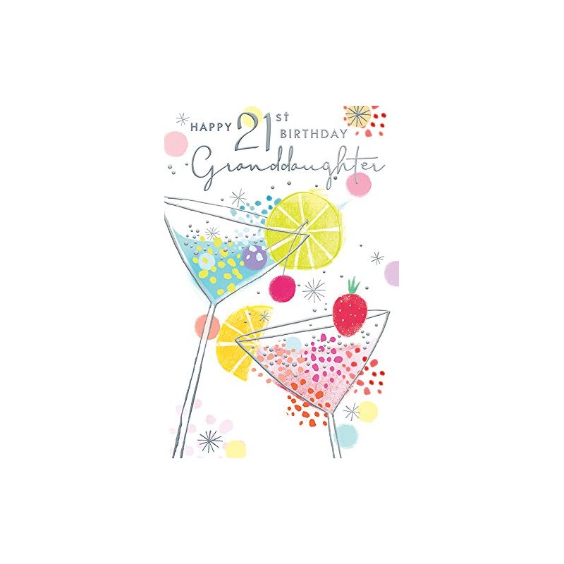 Granddaughter 21st 21 Cocktail Glasses Design Happy Birthday Card Lovely