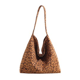 Suede Bag for Women, Suede Handbags for Women, Large Capacity, Hobo Bag (Leopard Print)
