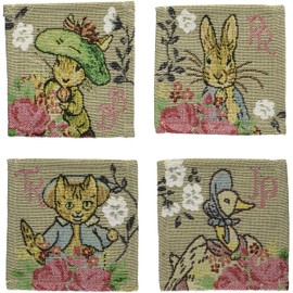Marushin Coaster Peter Rabbit 5705000000 Glorious Flower Gobelin Weave Each H 10 x W 10 cm