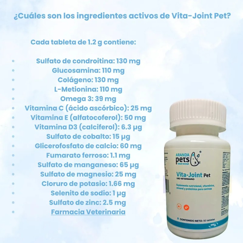Multivitaminico Para Perros Vitajoint Omega 3 Y Glucosamina