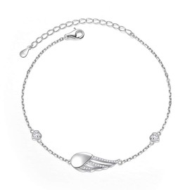 Ladytree Urn Cremation Bracelet for Ashes for Women S925 Sterling Silver Angel Wings Jewelry for Loss Loved Ones