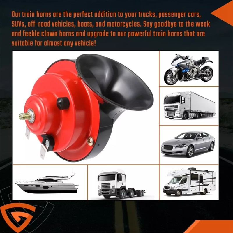 Gearzaar 2* 12V 300DB Super Loud Train Horn Waterproof For