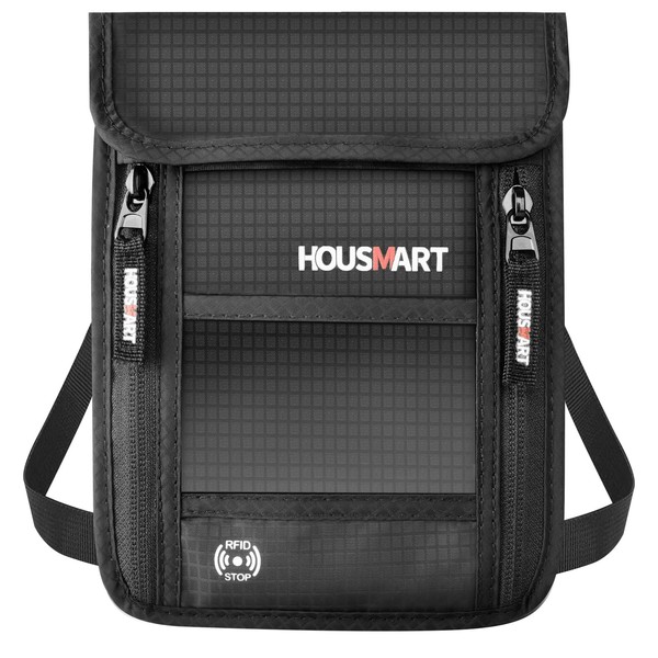 HOUSMART Passport Case, Neck Lowering, Anti-Skimming, Passport Cover, Security Pouch,