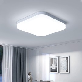 EASY EAGLE LED Ceiling Light Square: 6500 K Ceiling Light LED - IP44 Ceiling Lamp Panel for Kitchen Bathroom Living Room Cellar Hallway 23 cm 36 W