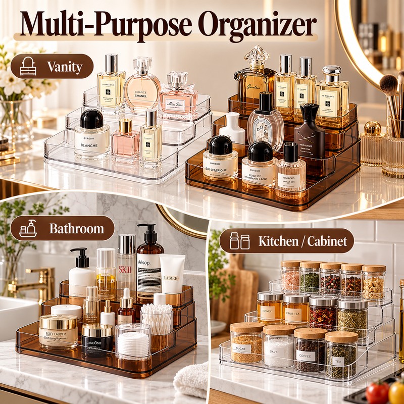 Transparent Cosmetic Organizer for Perfume & Makeup Storage – Sturdy
