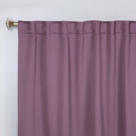 Superior Blackout Curtains, Room Darkening, Bedroom, Drapes, Kitchen, Living Room Window Accents, Sun Blocking, Thermal, 2 Pack, Solid Blackout Back Tab Curtains, Set of 2, 52" x 96", Wisteria
