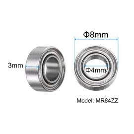 sourcing map 5pcs MR84ZZ Deep Groove Ball Bearings 4x8x3mm Chrome Steel Miniature Bearing Double Shielded Precision Bearings, P6 (ABEC 3)