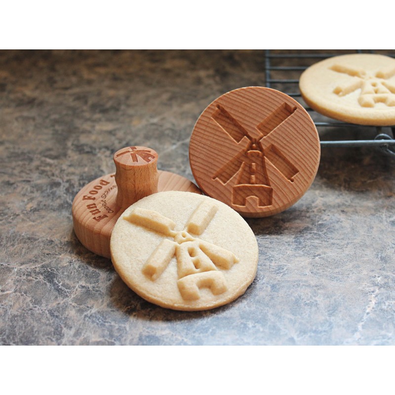 Fun Food Tools, Wood Cookie Stamp, 2.5 Inch (Windmill CS-120)