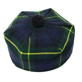 HAAUR Scottish Tammy Hat Traditional Kilt Tam o' Shatner Acrylic Wool Flat Bonnet Various Tartans with Pompom One Size