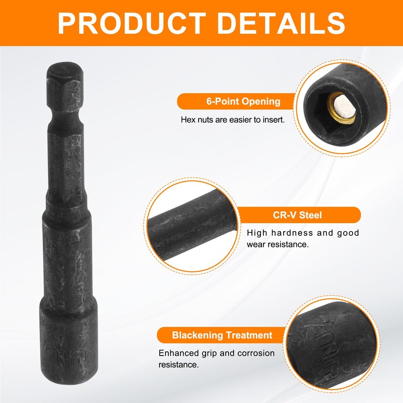 sourcing map Magnetic Nut Driver 7mm Hex Drive Socket CR-V