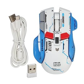 Ratón Bluetooth para Juegos, Tri Mode 2.4G Ratón Bluetooth con Cable, 5 dpi Ajustables Ratón para Juegos, RGB Light Game Mouse, Ratón Ergonómico con 10 Botones Programables (Blanco)