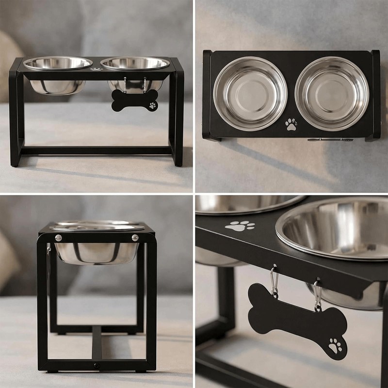 Flodomix Metal Elevated Dog Bowls, Raised Dog Bowls for Medium/Large
