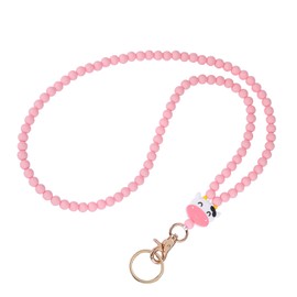 Ornaland Teacher Lanyard Silicone Beaded Lanyards for ID Badges for Keys for Nurse Student Women Men or As a Gift(Pink Cow)