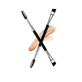 Ksvsonrvi 2PCS Eyebrow Brush, Professional Double-Ended Angled Eye Brow Brush and Spoolie Brush, Black