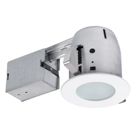 Globe Electric 90663, 4" Flush Round Trim Recessed Lighting Kit Tempered Frosted Glass, White, 3.88" Hole Size, Bulb Not Included
