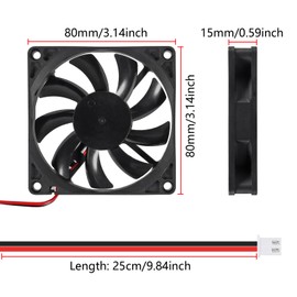 AITRIP 4PACK 80mm Fan 80 x 15mm 12V Computer Fan 8CM PC Fan DC 12V Case Fan 2800 RPM Axial Cooling Fan for Cooling PC Computer Case CPU