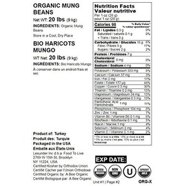Certified Organic Mung Beans by Food to Live (Sprouting, Non-GMO, Kosher, Bulk) â 20 Pounds