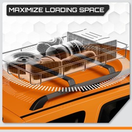 Roof Rack Cross Bars for 2022-2024 Jeep Grand Cherokee, 2021-2024 Grand Cherokee L, 260lb Matte Black Heavy Duty Aluminum Cargo Crossbar (ONLY FIT Factory Flushed Side Rails)