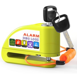 OFFBAIKU Bike Lock, Open and Close Alarm, 2024 Newest Model, Disc Brake Lock, Waterproof, Dustproof, Rustproof, 110db, Loud Alarm, Anti-Theft, Includes 2 Keys, 3.9 ft (1.5 m) Reminder, Super Long