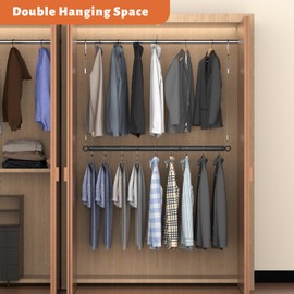 Qufiona Closet Hanging Rod 44 Inches - 1 1/4Inch Diameter Heavy Duty Closet Extender Hanging Rod - Space Saving Hanging Closet Rod for Clothes, Dorm Closet, Nursery Closet...