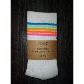 VS PINK 2pk crew Socks BRAND NEW rainbow & logo